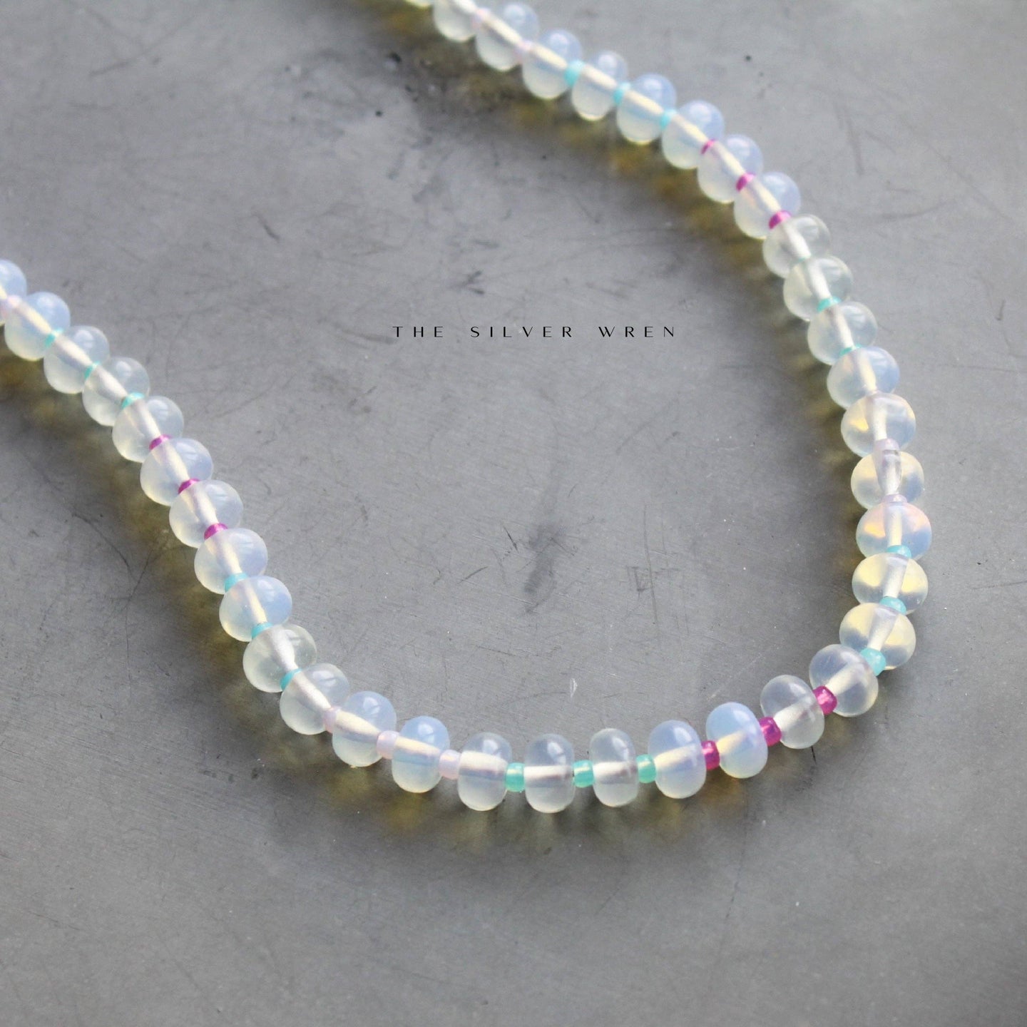 Coastal Stone Candy Beaded Necklace: 18 inch