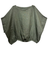 9558 Oversized linen tunic with elasticated hem: TAUPE