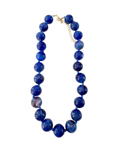 Mabry Chunky Beaded Necklace- Blue