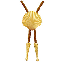 Gold Seashell Bolo Tie: Brown