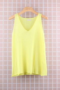 COTTON V-NECK TANK TOP: Beige / One size
