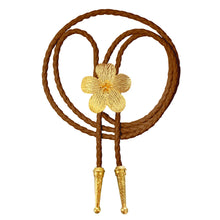 Gold Hibiscus Bolo Tie: White