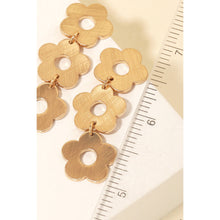 Brushed Metallic Flower Chain Dangle Earrings: