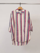 Flowing striped shirt with classic collar TDM50320-75: Khaki