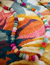 Lilly Gemstone Bead Necklace multi-color 8mm opals jade : Rainbow confetti