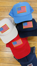 American Flag Patch Trucker Hat: Kelly green