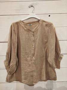 Easy Button Down Blouse: Camel