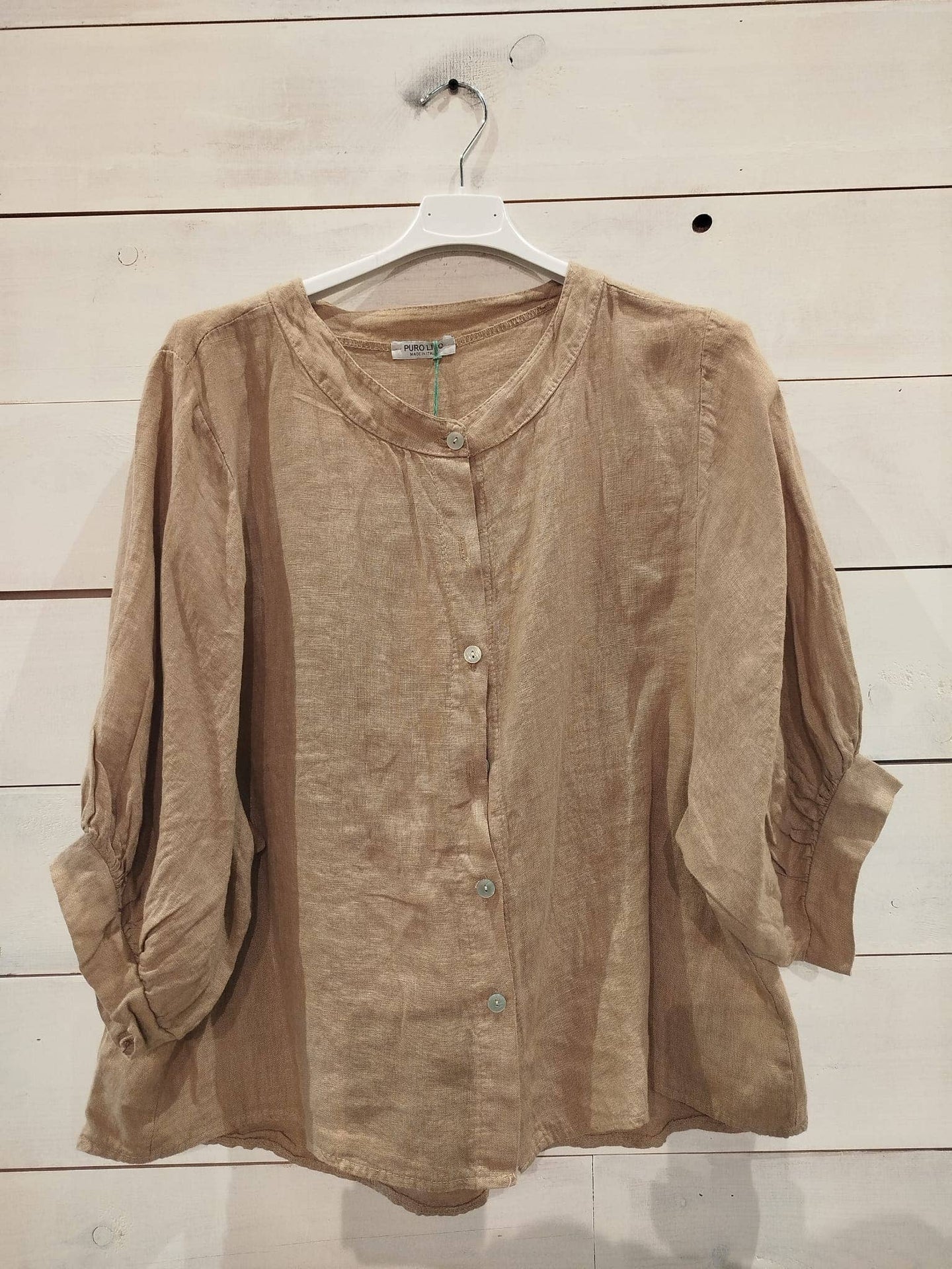 Easy Button Down Blouse: Camel
