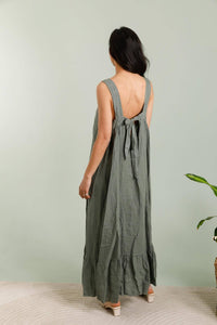Sally Long Linen Dress: Camel