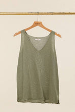 COTTON V-NECK TANK TOP: Dark beige / One size