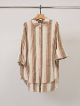 Flowing striped shirt with classic collar TDM50320-75: Khaki