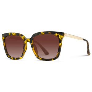 Madison - Women's Square Polarized Sunglasses: Soft Tortoise / Gradient Brown Lens 1033 TRTGLD