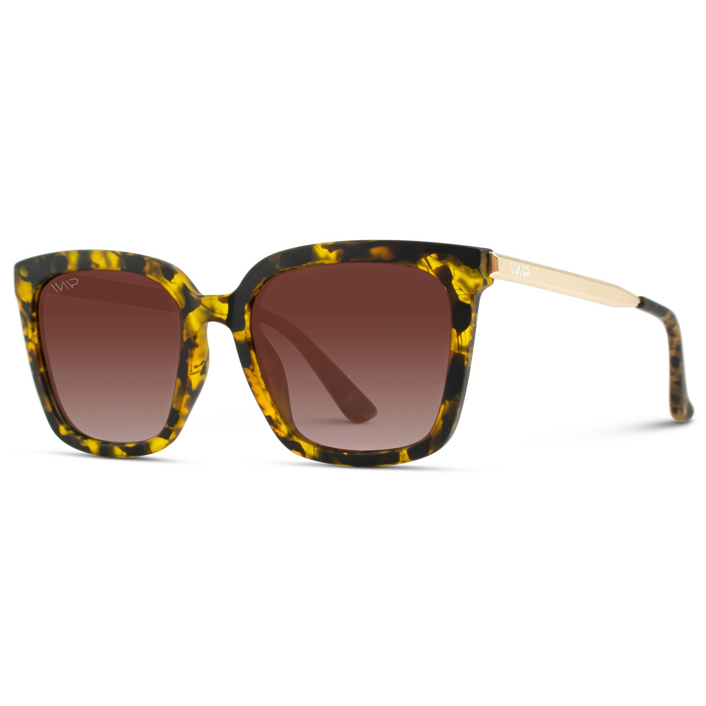 Madison - Women's Square Polarized Sunglasses: Soft Tortoise / Gradient Brown Lens 1033 TRTGLD
