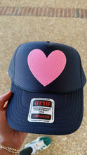 Happy Heart Trucker Hat: Cool blue + yellow