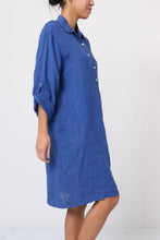 Short Dress Linen Royal Blue One Size