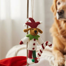 Handmade Felt Jingle Bells Jester Dog Hanging Decoration