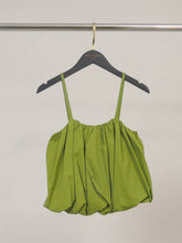 Cropped cotton-blend puff top with thin straps TDM58026: Marron