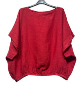 9558 Oversized linen tunic with elasticated hem: BEIGE