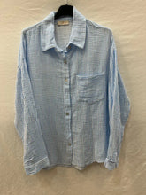 Striped Cotton Gauze Shirt Pocket: Navy