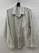 Striped Cotton Gauze Shirt Pocket: Navy