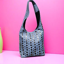 Studded Leather Shoulder Bag – Sky Blue