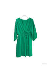 Belted cotton gauze short dress: Camel