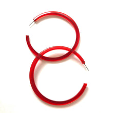 Bangle Lucite Hoop Earrings - 3 Inch: Moss