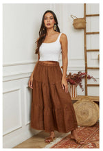 Linen Tier Skirt : Chocolate