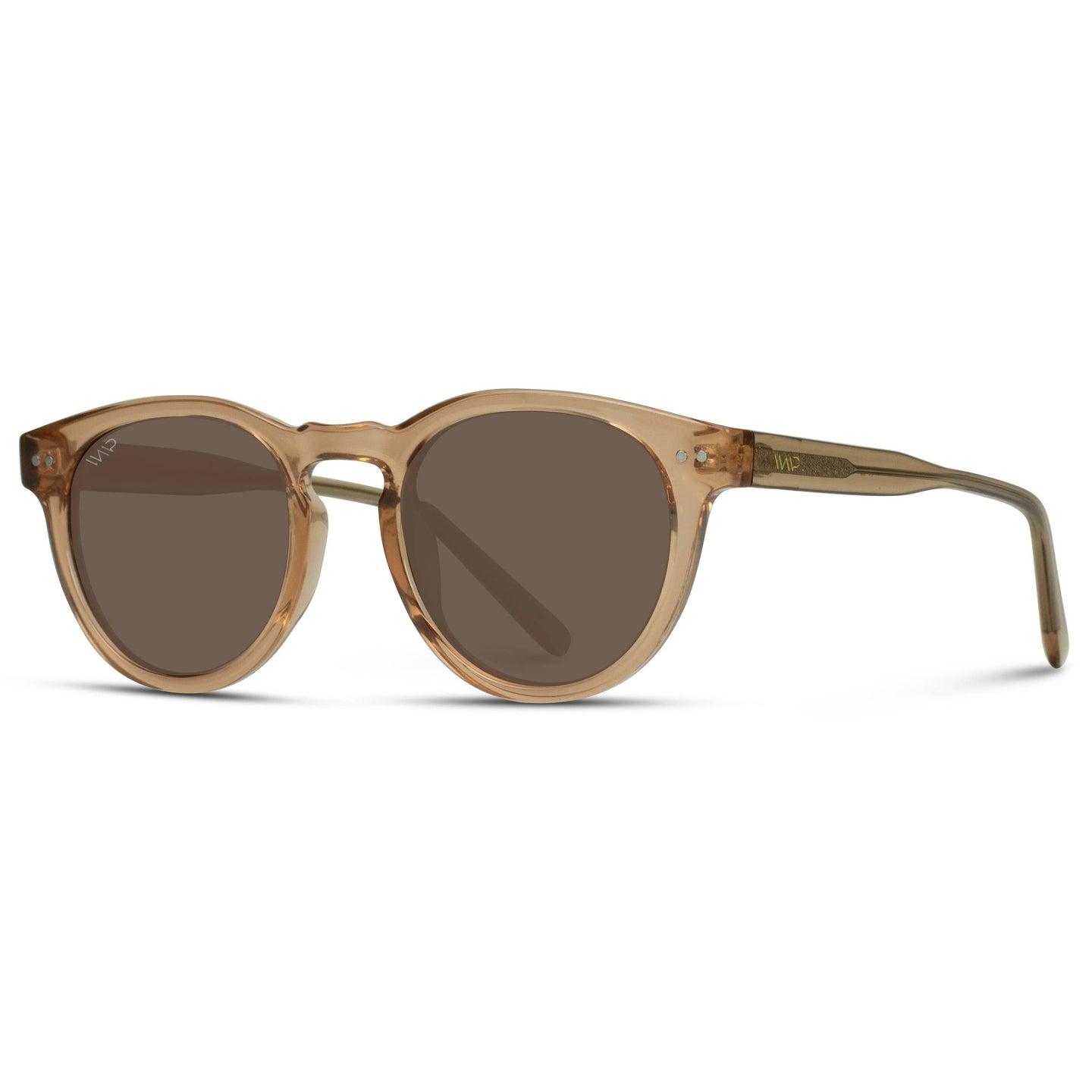 Tate - Round Polarized Sunglasses: Light Crystal Brown / Brown Lens 1039BRWBRW