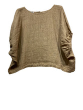 Camel Linen Blouse : Balloon Sleeve