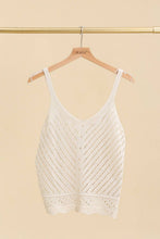 V-NECK TOP CROCHET MESH SHOULDER STRAP: Dark beige / One size