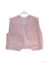 Sleeveless cotton gauze vest: Camel