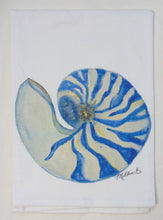 Limited Edition Watercolor Blue Nautilus Flour Sack  Towel