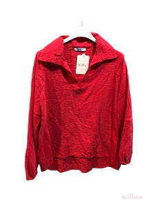Cotton Gauze French collar blouse: Pink