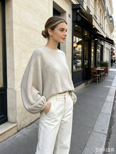 Oversized sweater with balloon sleeves REF. 52082: Light Taupe