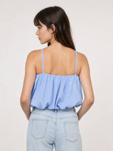 Cropped cotton-blend puff top with thin straps TDM58026: Khaki