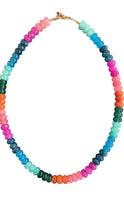 Lilly Gemstone Bead Necklace multi-color 8mm opals jade : Maroon