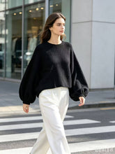 Oversized sweater with balloon sleeves REF. 52082: Light Taupe