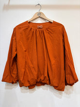 Women's cotton blouse round neck puff sleeves: Chocolat / TAILLE STANDARD (36-42 / S-XL)