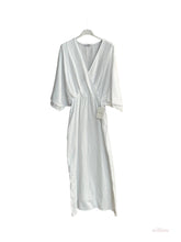 Empire cotton gauze double-breasted long dress #5142A: Camel