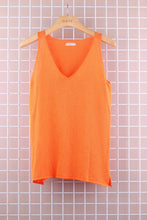 COTTON V-NECK TANK TOP: Dark beige / One size