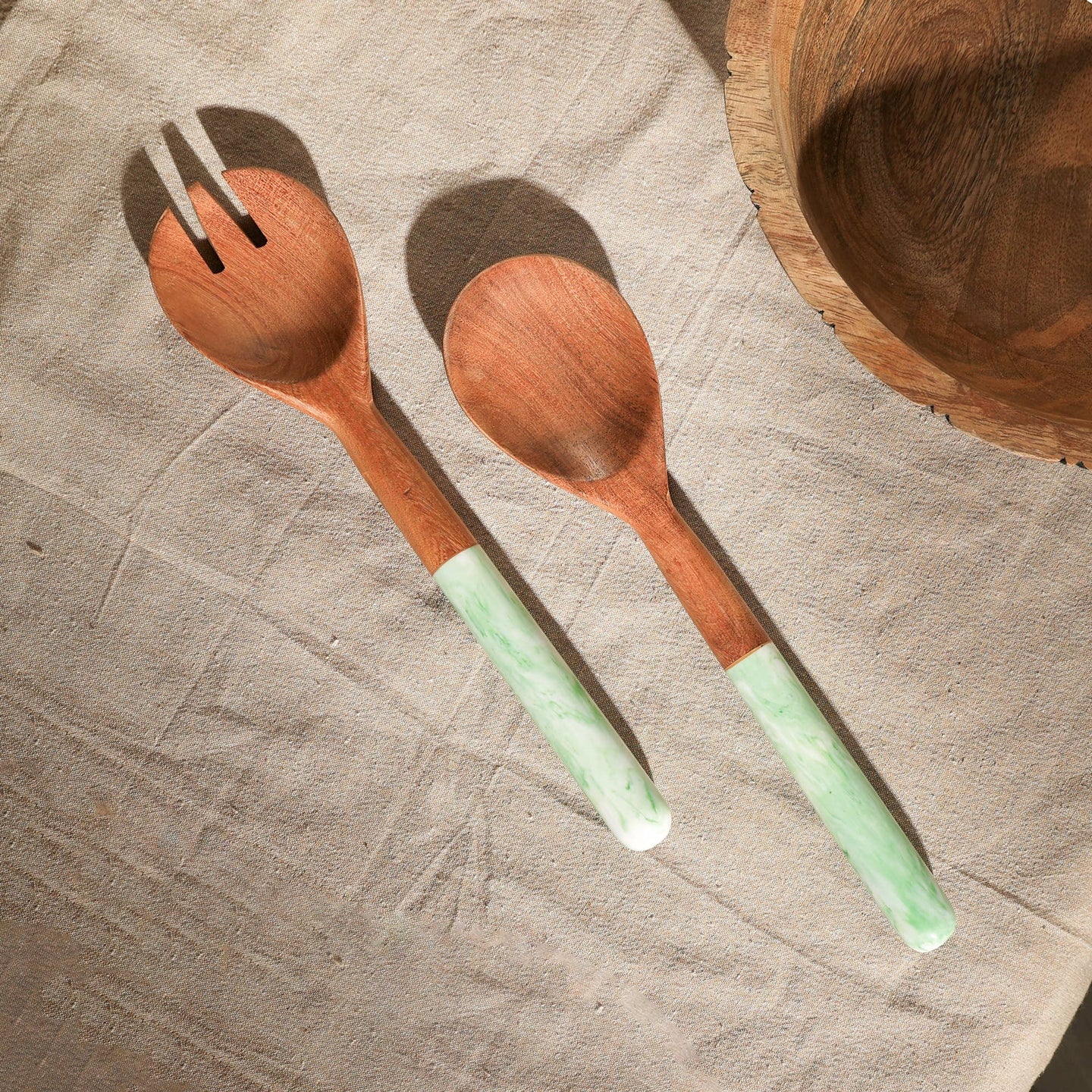 Marbled Salad Server (Green) Set of 2