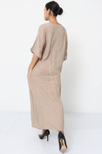 Long Linen Dress Kimono Light Grey One Size
