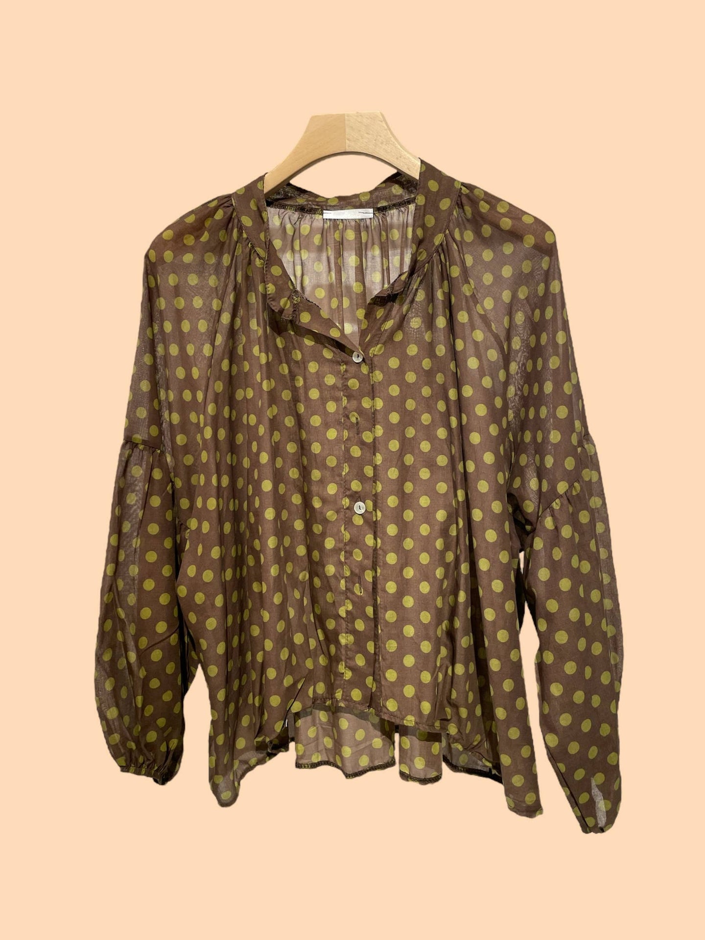 Polka Dot Shirt in Cotton Voile Art 2635: Brown