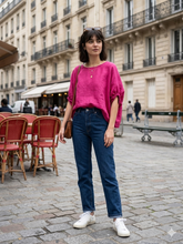 Camel Linen Blouse : Balloon Sleeve