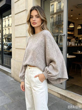 Oversized sweater with balloon sleeves REF. 52082: Light Taupe