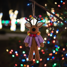 Handmade Felt Donner the Neon Reindeer Christmas Decoration