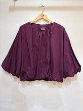 Women's cotton blouse round neck puff sleeves: Black / TAILLE STANDARD (36-42 / S-XL)