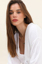 Belted cotton gauze short dress: Sky