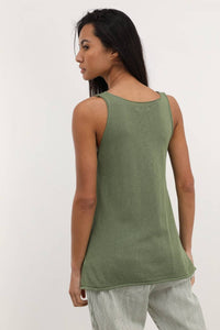 COTTON V-NECK TANK TOP: Beige / One size